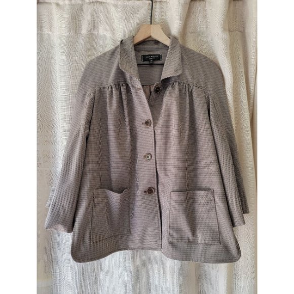 🎃 Max Studio‎ London oversized brown houndstooth jacket, xs - Picture 1 of 6